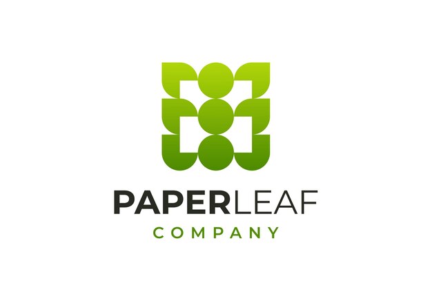 Diseño del logotipo de la hoja de papel verde de la naturaleza