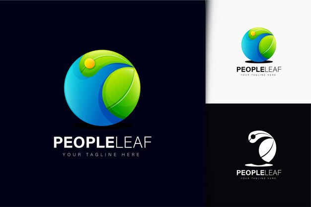 Diseño de logotipo de hoja de personas con degradado.