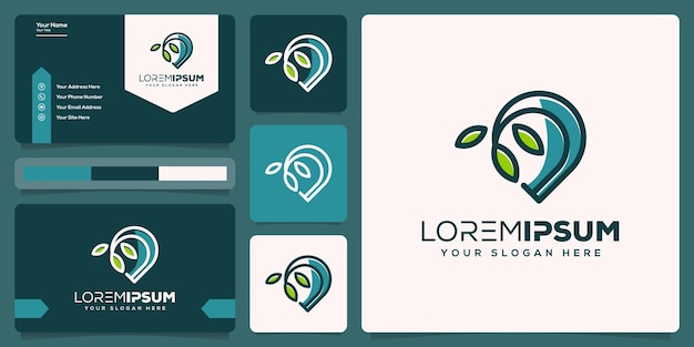diseño de logotipo de hoja y pin abstracto