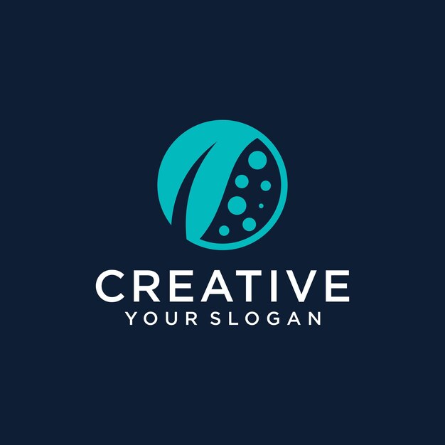 diseño de logotipo de hoja con tecnología