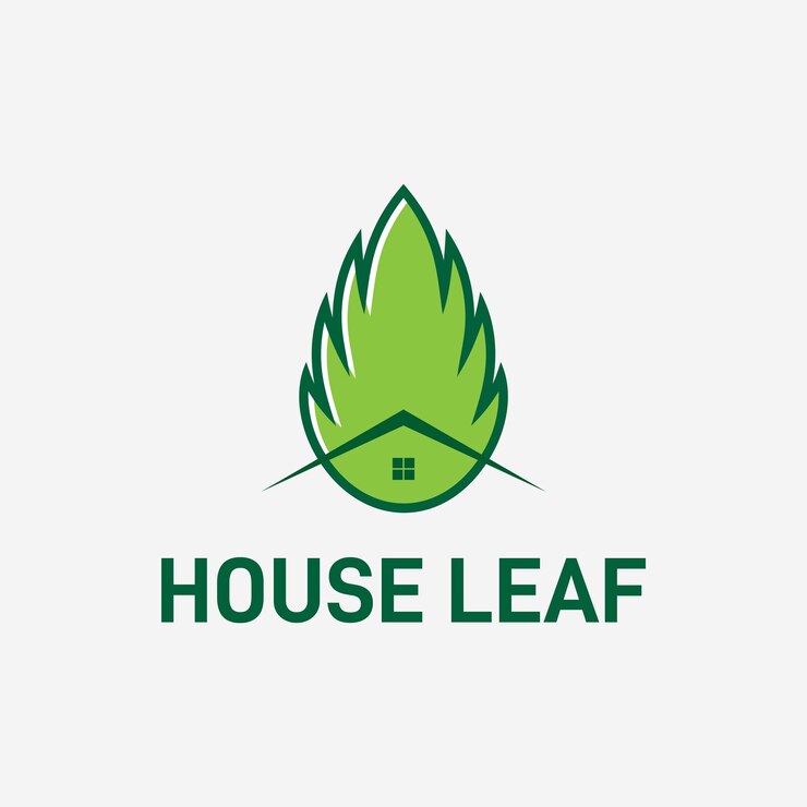 diseño de logotipo de hoja verde con casa
