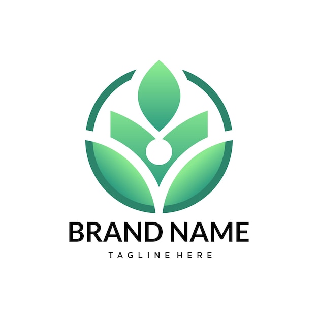 Diseño del logotipo de la hoja verde para marcas de bienestar y orgánicas