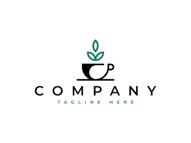 diseño del logotipo de la hoja verde natural del café y el té