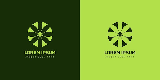 Diseño de logotipo de hoja y vida de emblema verde de negocio abstracto creativo para empresa de ideas