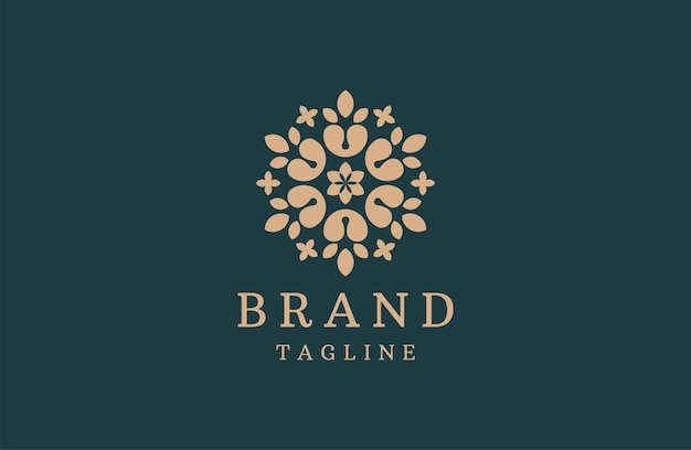 diseño de logotipo de hojas y flores elegante patrón de lujo motivo