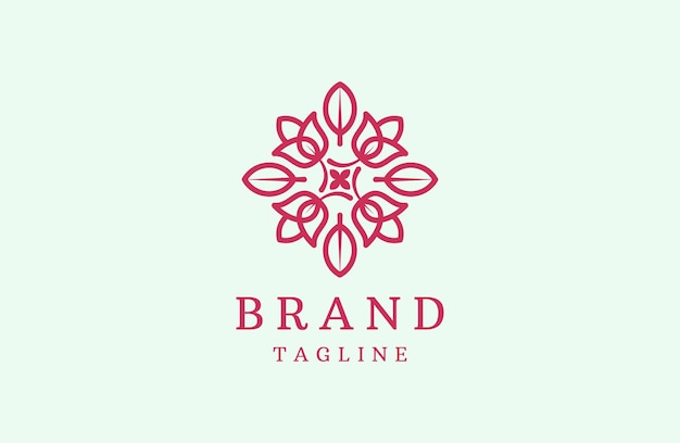 diseño de logotipo de hojas y flores elegante patrón de lujo motivo
