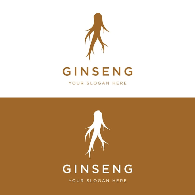 Diseño de logotipo y hojas de hierba de ginseng natural Logotipo para hierbas comerciales flores