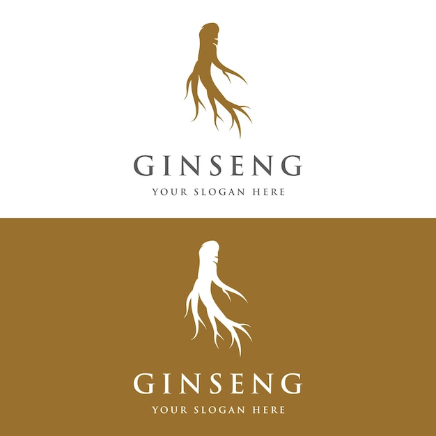 Diseño de logotipo y hojas de hierba de ginseng natural Logotipo para hierbas comerciales flores