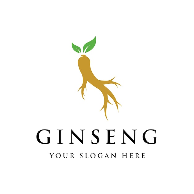 Diseño de logotipo y hojas de hierba de ginseng natural Logotipo para hierbas comerciales flores