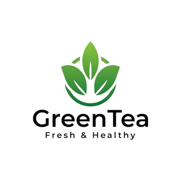 Diseño del logotipo de las hojas de té verde