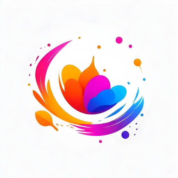 diseño de logotipo de Holi abstracto colorido en un fondo blanco