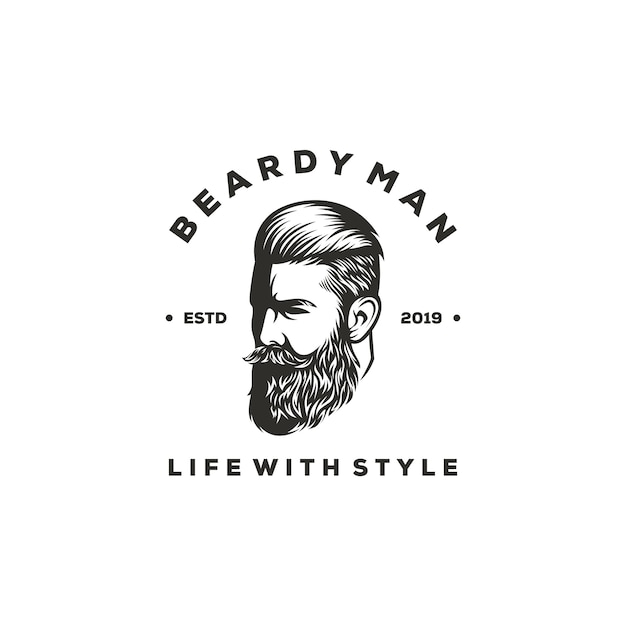 Diseño de logotipo de hombre beardy