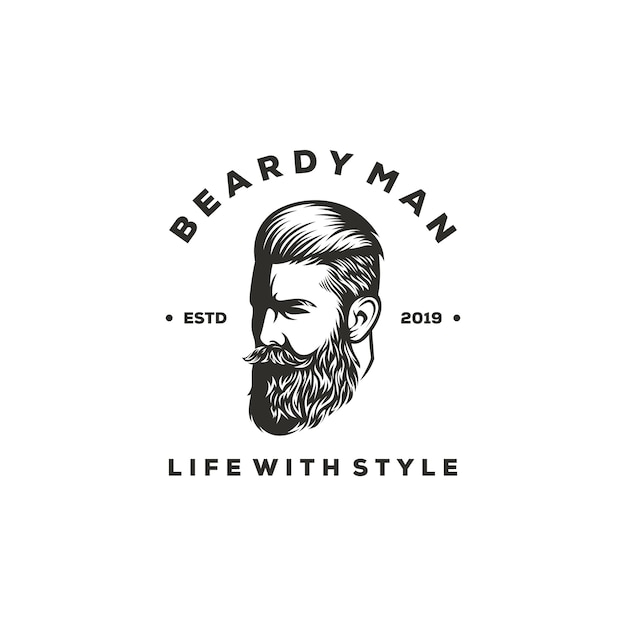 diseño de logotipo de hombre beardy