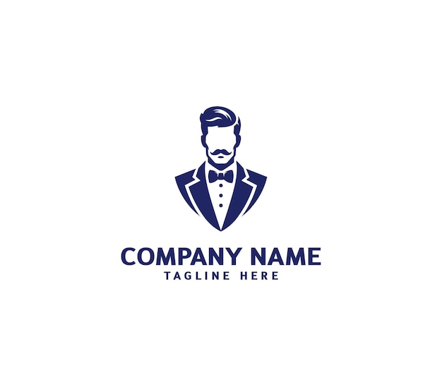 El diseño del logotipo de los hombres de smoking vectorial El traje de smoking de caballero El traje de caballero