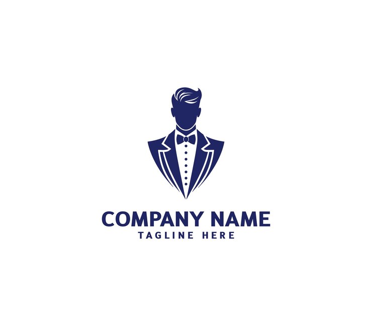 El diseño del logotipo de los hombres de smoking vectorial El traje de smoking de caballero El traje de caballero