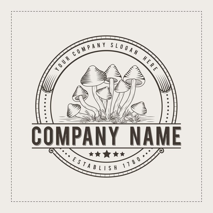Diseño de logotipo de hongo orgánico Plantilla de logotipo vintage de hongo