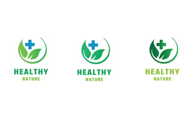 Diseño de logotipo de hospital de hoja de naturaleza.