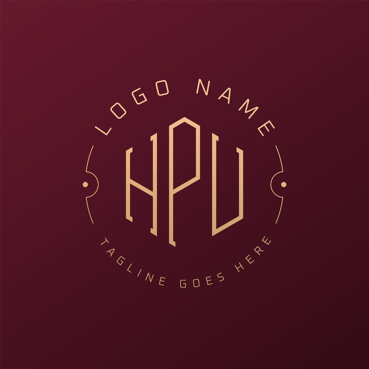 Vector diseño de logotipo de hpu de lujo letra elegante hpu monograma logotipo minimalista poligono template de diseño de logotipo hpu