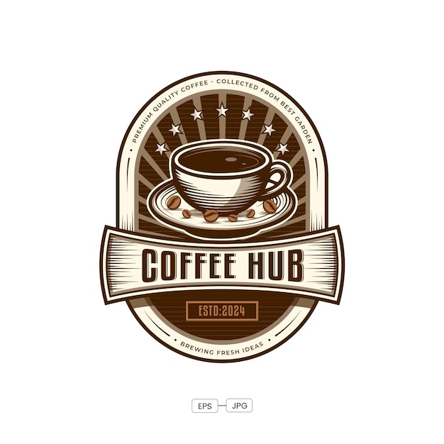 Diseño del logotipo de Hub Coffee Vector