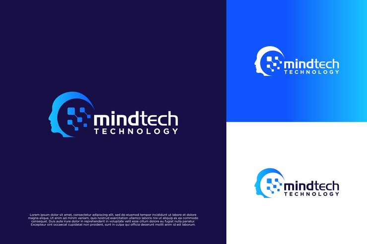 Vector diseño de logotipo humano digital con concepto de inteligencia artificial