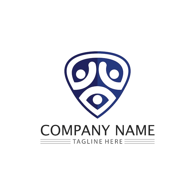 Diseño de logotipo humano y de personas grupo de icono y vector de atención comunitaria