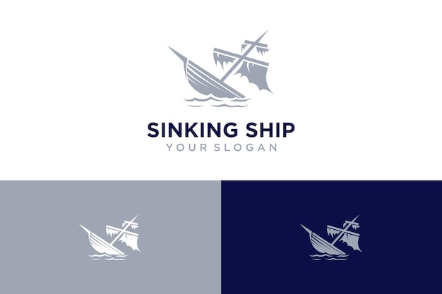 diseño de logotipo hundido con barco