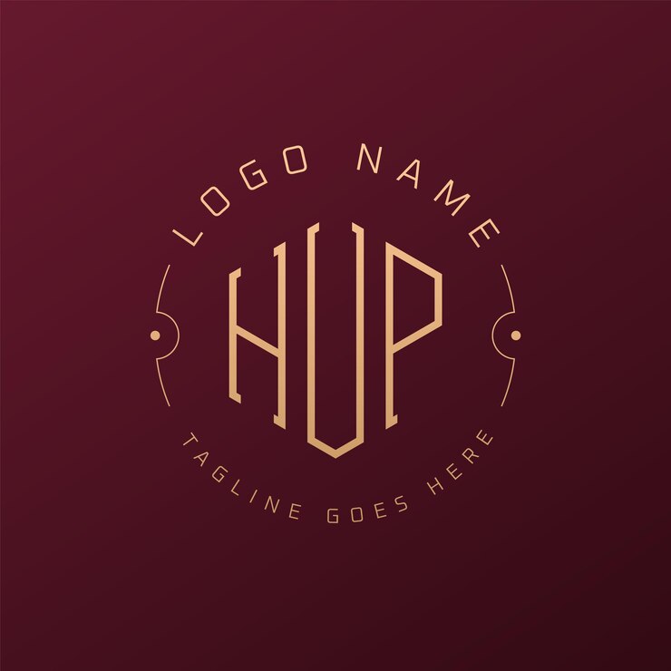 Vector diseño de logotipo de hup de lujo letra elegante hup monograma logotipo minimalista poligono estampa de diseño de logotipo hup