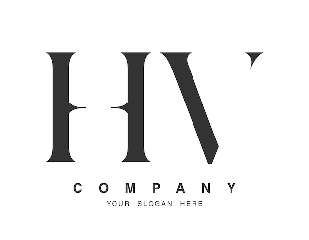 Diseño del logotipo HV Letra inicial h y v estilo de fuente serif Nombre de empresa clásico creativo tipografía Logotipo o identidad de moda