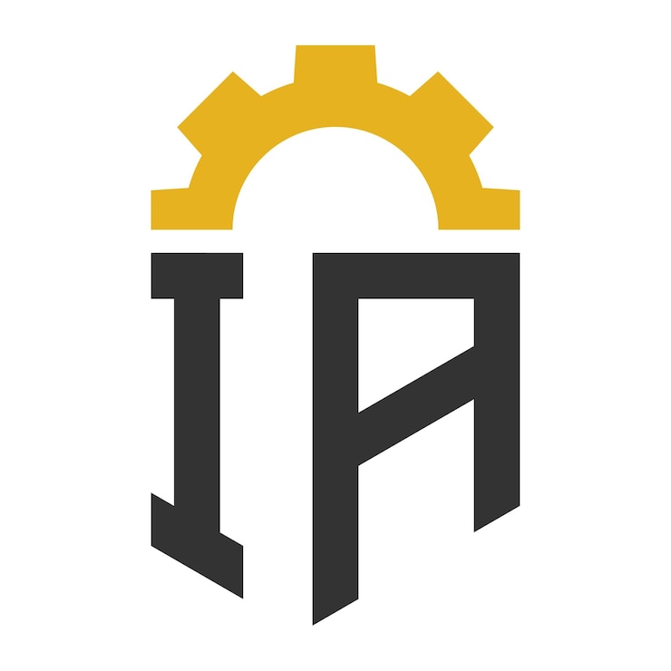 Vector diseño del logotipo de ia letter gear para la fábrica de reparación del centro de servicios, el negocio industrial digital y mecánico
