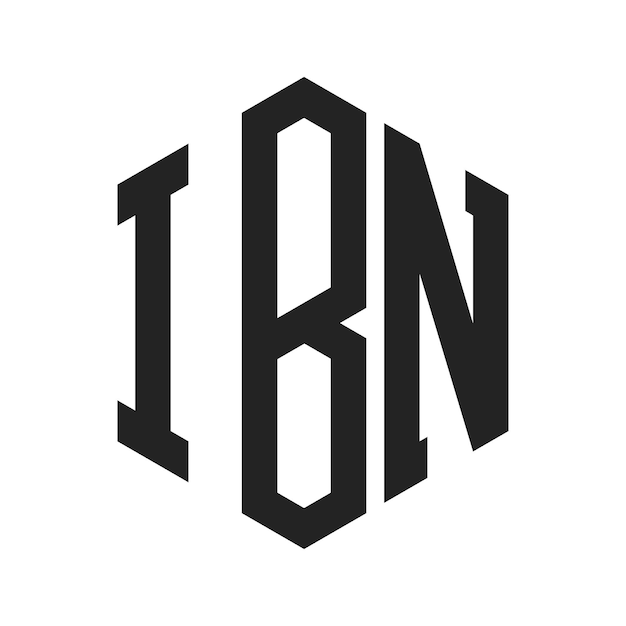 Diseño del logotipo IBN Letra inicial IBN Monograma Logotipo con forma de hexágono