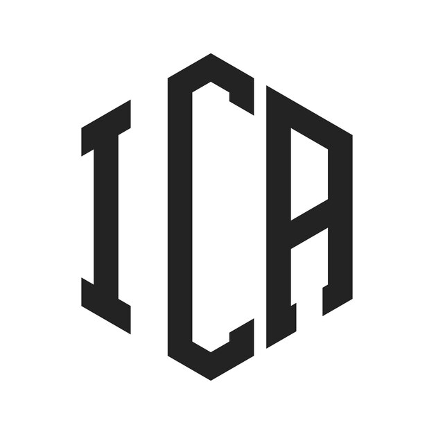 Diseño del logotipo de la ICA Letra inicial Monograma de la ICA Logotipo con forma de hexágono