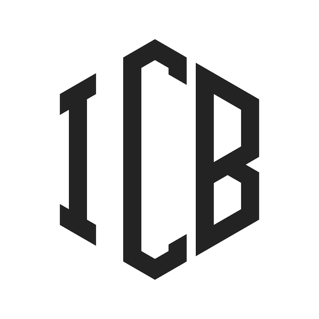 Diseño del logotipo de ICB Letra inicial Monograma de ICB Logotipo con forma de hexágono
