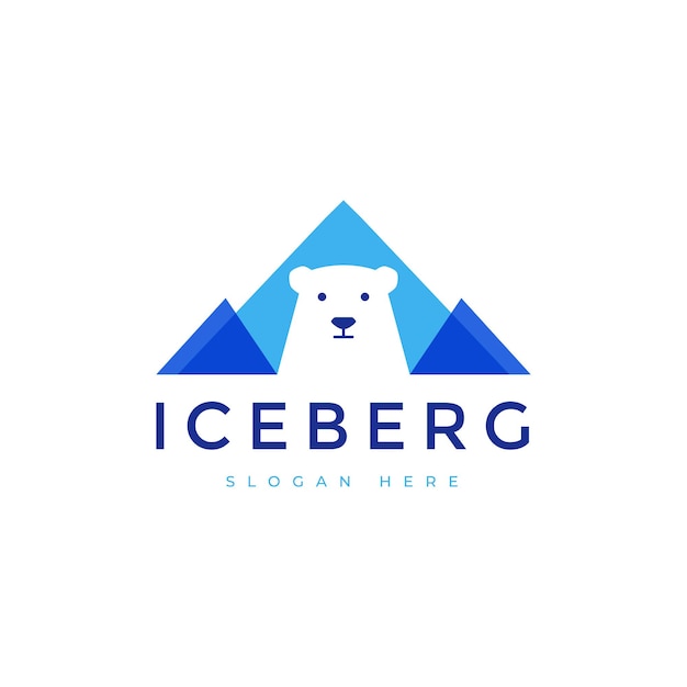 diseño del logotipo de iceberg antártico vector plano moderno