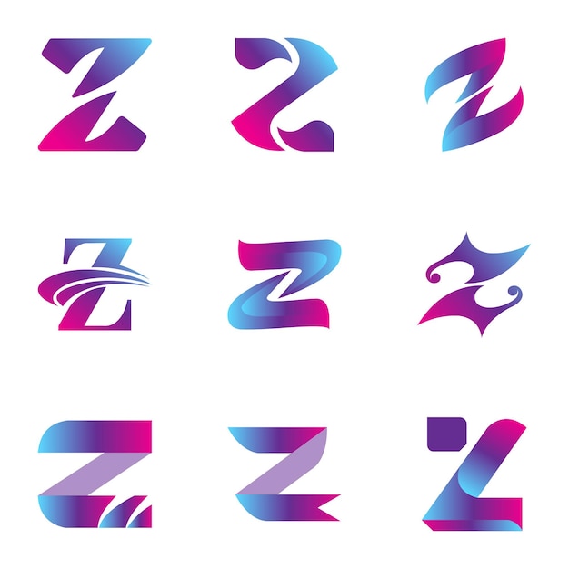 Diseño de un logotipo icónico con color rosa Letra del alfabeto degradado 'Z' Vector azul y rosa