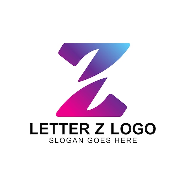 Diseño de un logotipo icónico con color rosa Letra del alfabeto degradado 'Z' Vector azul y rosa