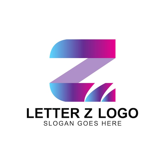 Diseño de un logotipo icónico con color rosa Letra del alfabeto degradado 'Z' Vector azul y rosa