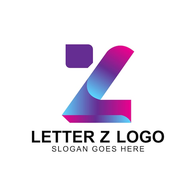Diseño de un logotipo icónico con color rosa Letra del alfabeto degradado 'Z' Vector azul y rosa