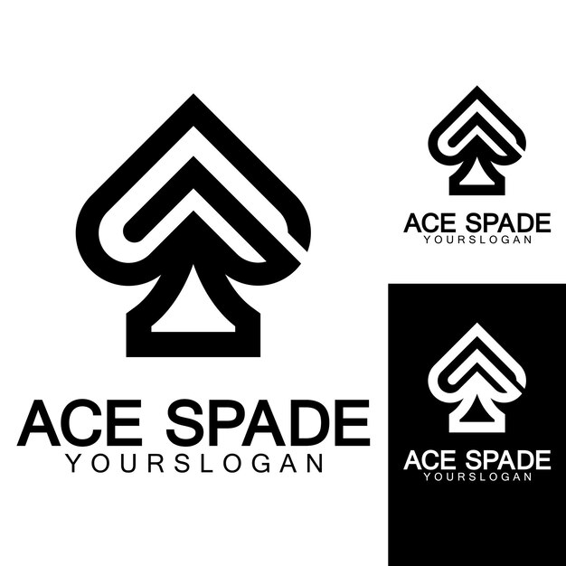 Diseño de logotipo de icono de Ace of Spades Icono relacionado plano para aplicaciones web y móviles Se puede utilizar como elemento infográfico de icono de pictograma de logotipo Ilustración