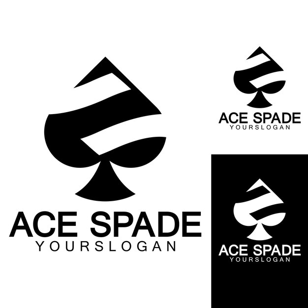 Diseño de logotipo de icono de Ace of Spades Icono relacionado plano para aplicaciones web y móviles Se puede utilizar como elemento infográfico de icono de pictograma de logotipo Ilustración