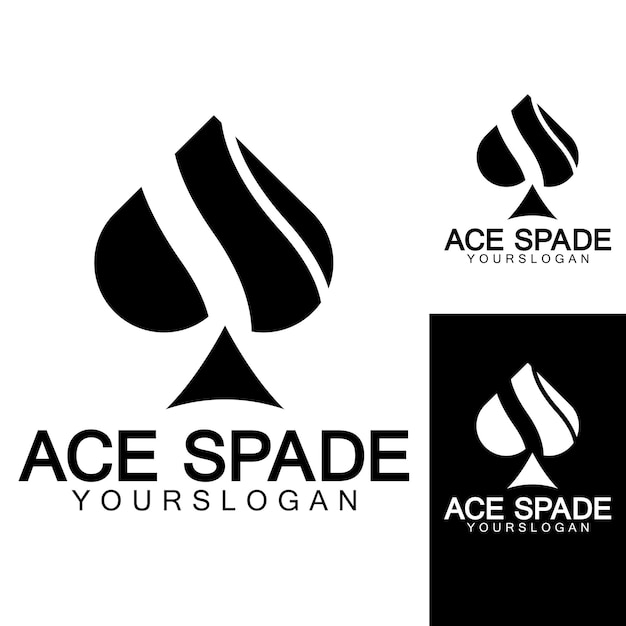 Diseño de logotipo de icono de Ace of Spades Icono relacionado plano para aplicaciones web y móviles Se puede utilizar como elemento infográfico de icono de pictograma de logotipo Ilustración