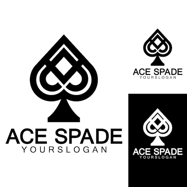 Diseño de logotipo de icono de Ace of Spades Icono relacionado plano para aplicaciones web y móviles Se puede utilizar como elemento infográfico de icono de pictograma de logotipo Ilustración