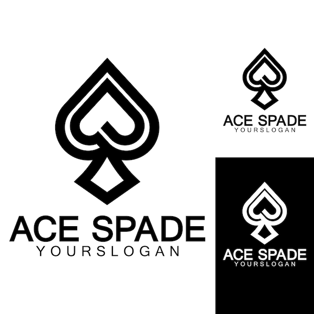 Diseño de logotipo de icono de Ace of Spades Icono relacionado plano para aplicaciones web y móviles Se puede utilizar como elemento infográfico de icono de pictograma de logotipo Ilustración