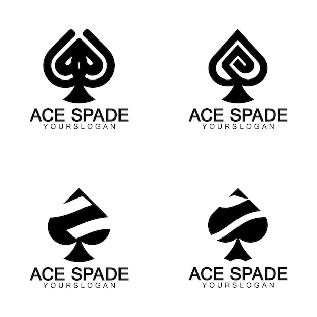Diseño de logotipo de icono de Ace of Spades Icono relacionado plano para aplicaciones web y móviles Se puede utilizar como elemento infográfico de icono de pictograma de logotipo Ilustración
