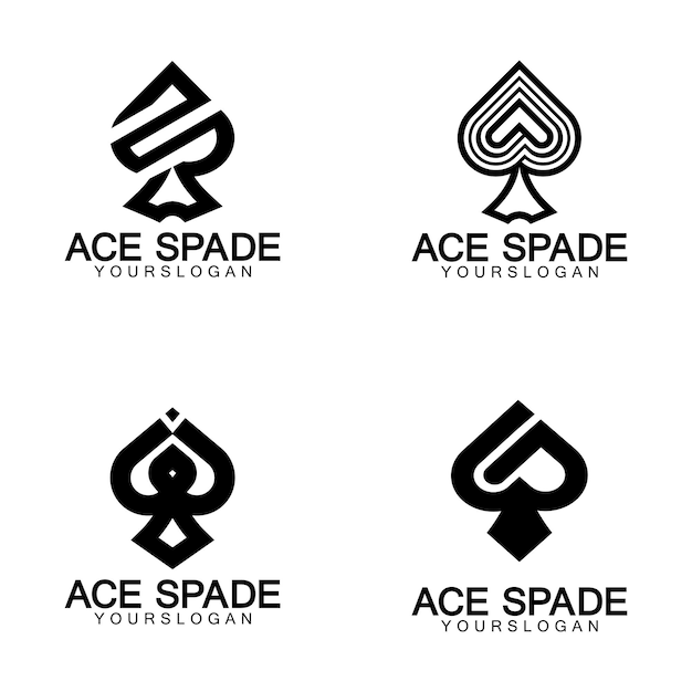 Diseño de logotipo de icono de Ace of Spades Icono relacionado plano para aplicaciones web y móviles Se puede utilizar como elemento infográfico de icono de pictograma de logotipo Ilustración