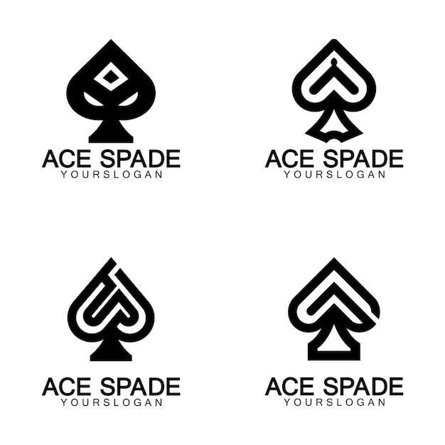Diseño de logotipo de icono de Ace of Spades Icono relacionado plano para aplicaciones web y móviles Se puede utilizar como elemento infográfico de icono de pictograma de logotipo Ilustración