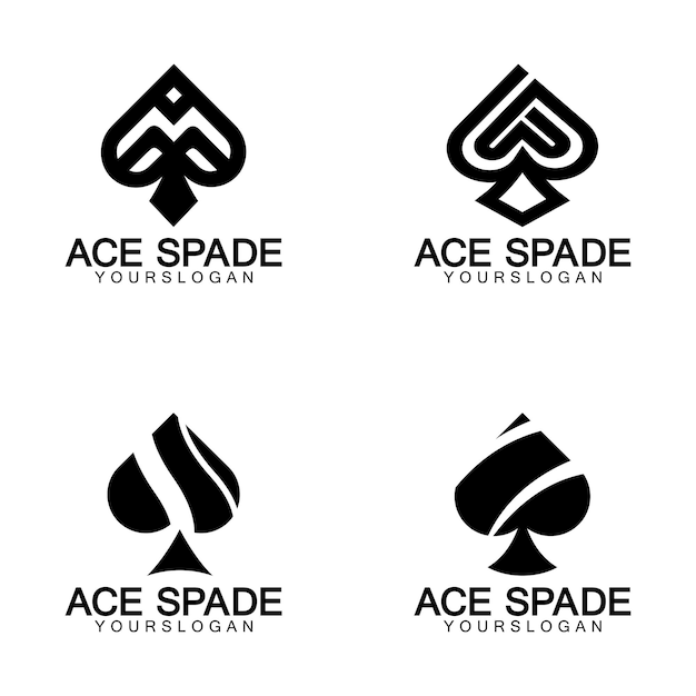 Diseño de logotipo de icono de Ace of Spades Icono relacionado plano para aplicaciones web y móviles Se puede utilizar como elemento infográfico de icono de pictograma de logotipo Ilustración
