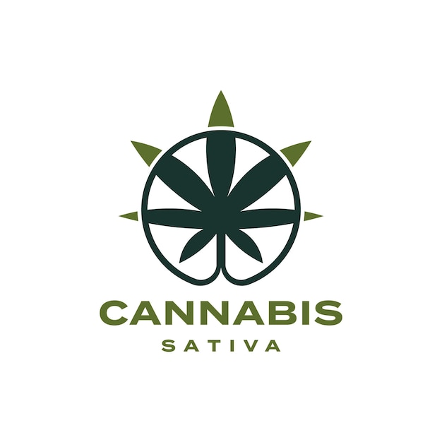 Diseño de logotipo de icono de aceite médico de Cannabis Sativa verde