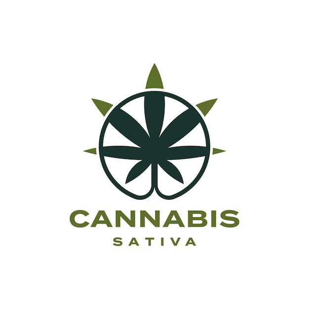 Diseño de logotipo de icono de aceite médico de cannabis sativa verde