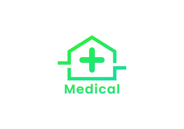 Diseño de logotipo de icono de casa médica. Plantilla de logotipo de hospital
