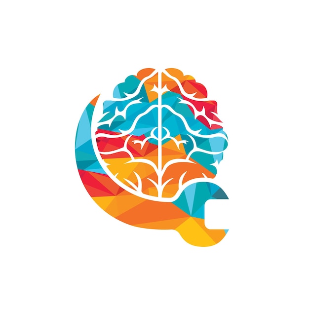 Diseño de logotipo de icono de cerebro y llave inglesa